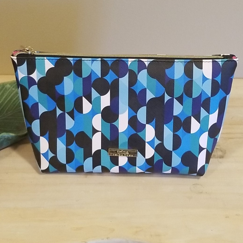 Trina Turk Blue Retro Mod print cosmetics case